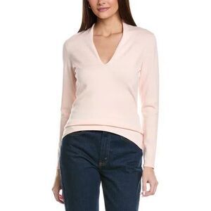 Reiss Lina Ruched Woven Blend Sweater Top in Pink Size Large NWOT